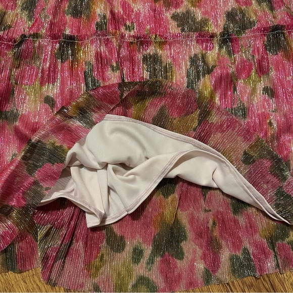 Show Me Your MuMu Pink Tiered Ruffled Maxi Dress sleeveless small lined floral - Picture 4 of 9